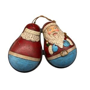 One of a‎ kind Vintage Rolly Poly Metal hinged Santa Ornament
